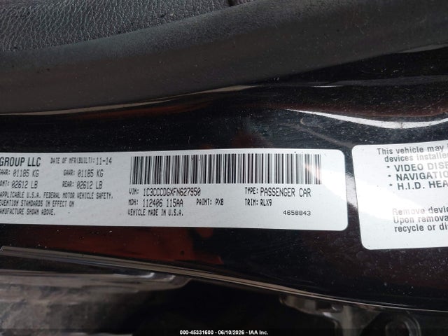 Chrysler 200 S 2015 1C3CCCDGXFN627950 Image 9