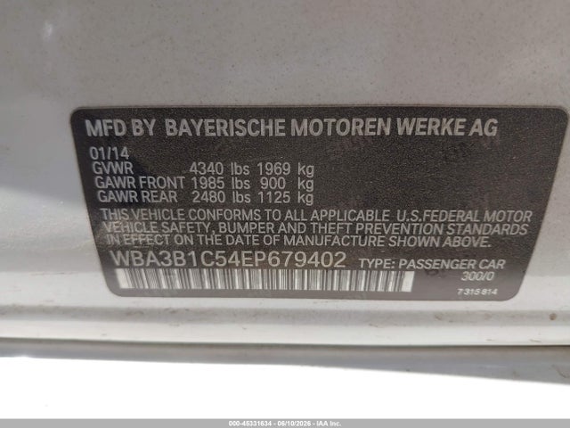 WBA3B1C54EP679402 BMW 320i