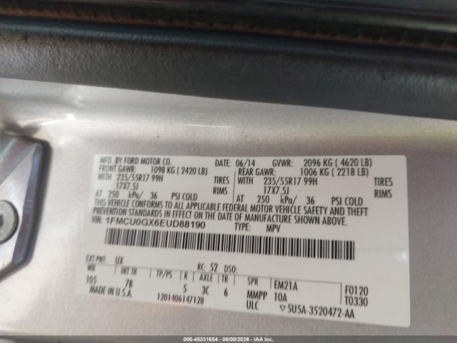 Ford ESCAPE SE 2014 1FMCU0GX6EUD88190 Image 9