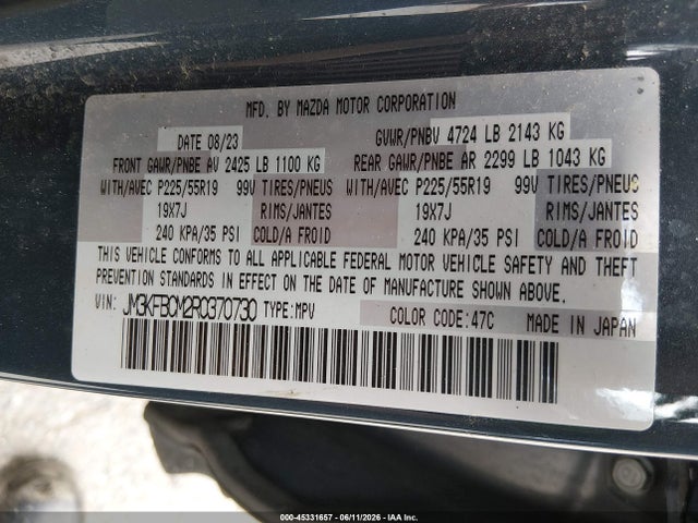 Aukcja sprzedaży 2024 Mazda Cx-5 2.5 S Carbon Edition, vin: JM3KFBCM2R0370730, numer aukcji: 45331657