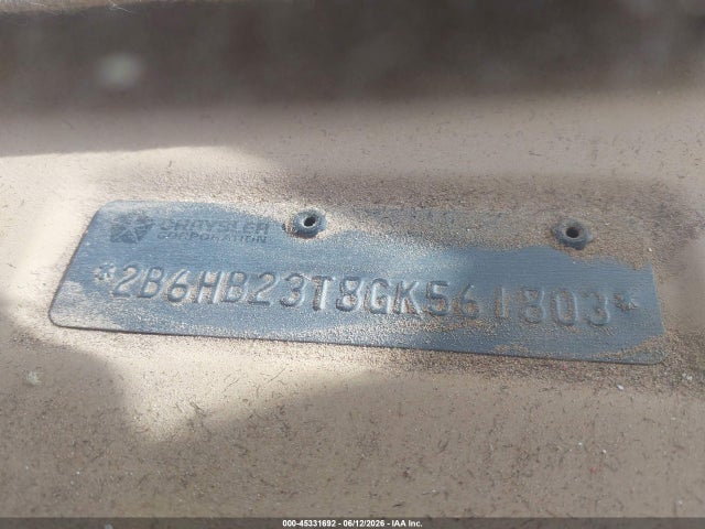 1986 Dodge Ram Van B250 მანქანა იყიდება აუქციონზე, vin: 2B6HB23T8GK561803, აუქციონის ნომერი: 45331692