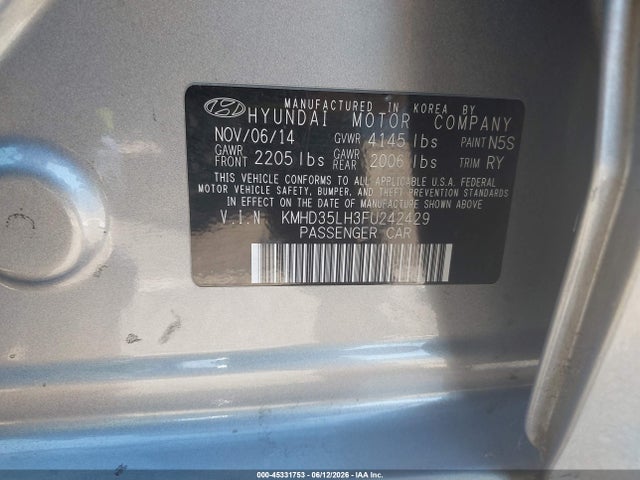 KMHD35LH3FU242429 Hyundai ELANTRA GT