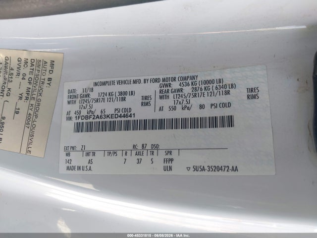 Ford F-250 Xl 2019 1FDBF2A63KED44641 Image 9