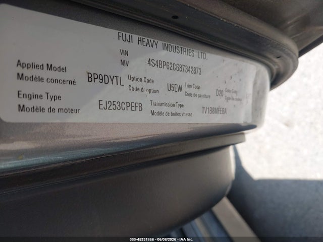 Продажа на аукционе авто 2008 Subaru Outback (natl) 2.5i Limited L.l. Bean Edition/ltd/ltd Ll Bean W/nav/ltd W/vdc, vin: 4S4BP62C687342873, номер лота: 45331866