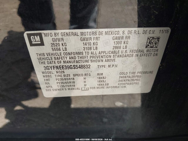 Cadillac Srx Luxury Collection 2016 3GYFNEE39GS548832 Image 9