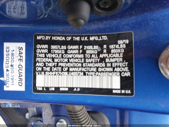 Honda Civic Lx 2020 SHHFK7H38LU405734 Image 9