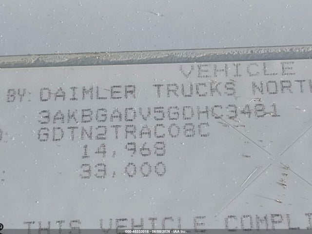 Aukcja sprzedaży 2016 Freightliner Cascadia 113, vin: 3AKBGADV5GDHC3481, numer aukcji: 45332018