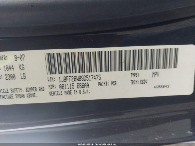 45332024 :رقم المزاد ، 1J8FF28W88D517475 vin ، 2008 Jeep Patriot Sport مزاد بيع