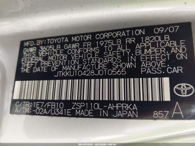 Aukcja sprzedaży 2008 Scion Xd, vin: JTKKU10428J010565, numer aukcji: 45332032