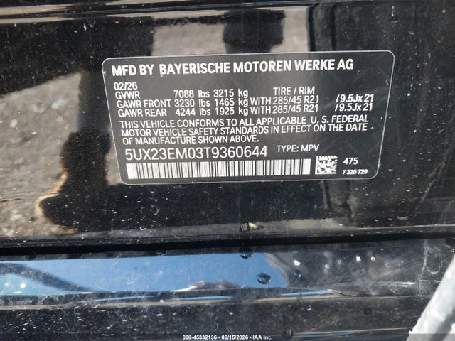 5UX23EM03T9360644 BMW X7 Xdrive40i