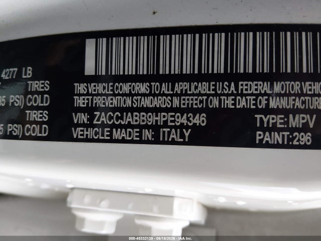 ZACCJABB9HPE94346 Jeep Renegade Latitude Fwd