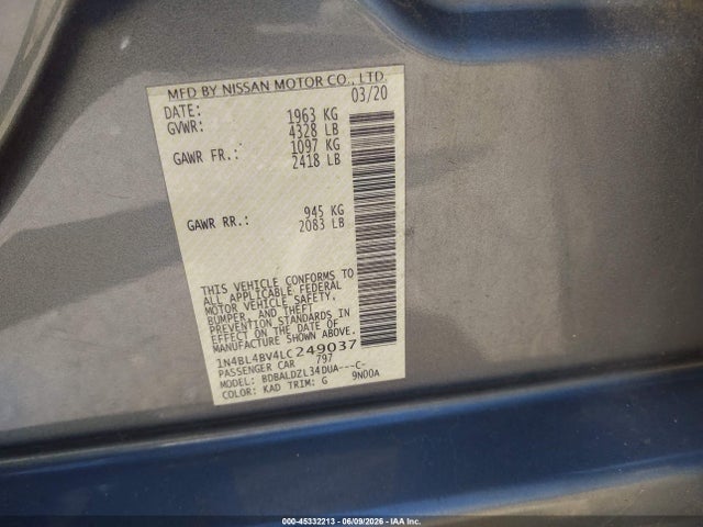 1N4BL4BV4LC249037 Nissan Altima S Fwd