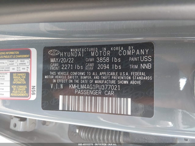 Aukcja sprzedaży 2023 Hyundai Elantra Sel, vin: KMHLM4AG1PU377021, numer aukcji: 45332278