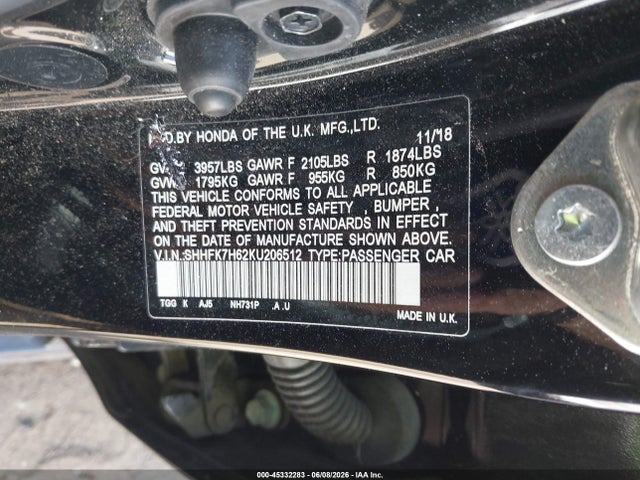 Honda CIVIC EX 2019 SHHFK7H62KU206512 Image 9