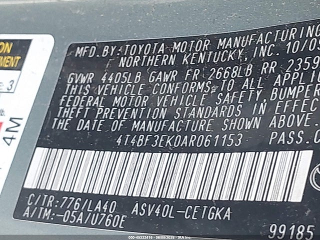 Aukcja sprzedaży 2010 Toyota Camry Xle, vin: 4T4BF3EK0AR061153, numer aukcji: 45332416