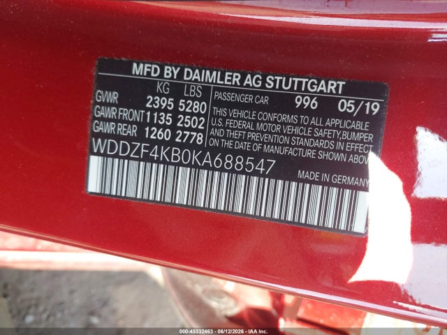 Продажа на аукционе авто 2019 Mercedes-benz E 300 4matic, vin: WDDZF4KB0KA688547, номер лота: 45332463