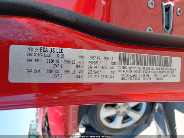 Продажа на аукционе авто 2019 Jeep Compass Latitude 4x4, vin: 3C4NJDBB5KT813168, номер лота: 45332516
