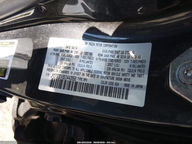 Aukcja sprzedaży 2014 Mazda Cx-9 Grand Touring, vin: JM3TB3DV6E0440558, numer aukcji: 45332536