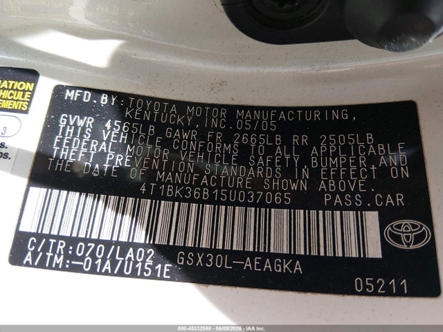 Продажа на аукционе авто 2005 Toyota Avalon Xls, vin: 4T1BK36B15U037065, номер лота: 45332598