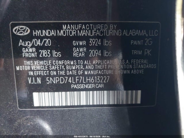 Hyundai ELANTRA SE 2020 5NPD74LF7LH613227 Image 9