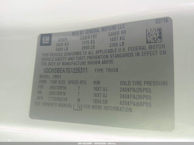 Chevrolet Colorado Wt 2016 1GCHSBEA7G1226311 Image 9