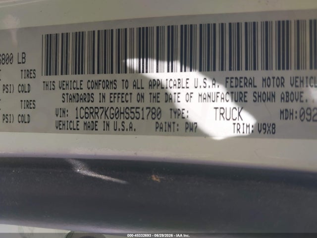 Продажа на аукционе авто 2017 Ram 1500 Tradesman  4x4 5'7 Box, vin: 1C6RR7KG0HS551780, номер лота: 45332693