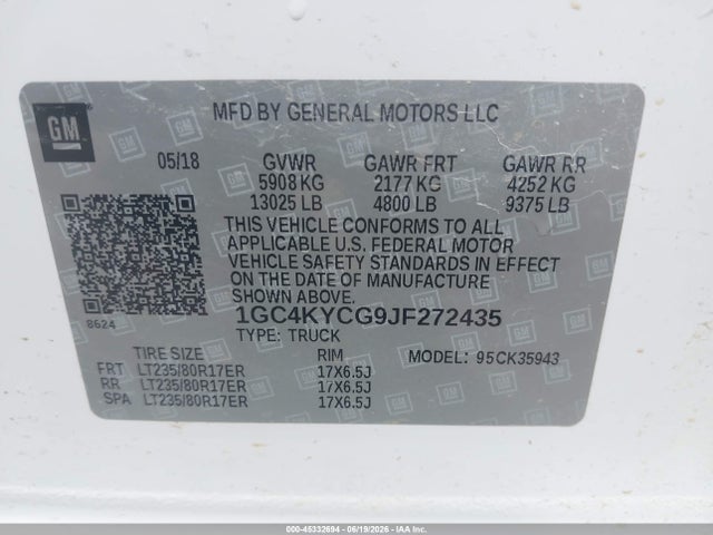 Chevrolet Silverado 3500hd Wt 2018 1GC4KYCG9JF272435 Image 9