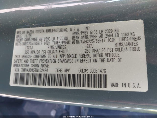 Продажа на аукционе авто 2026 Mazda Cx-50 Hybrid Premium, vin: 7MMVAADW5TN152824, номер лота: 45332696