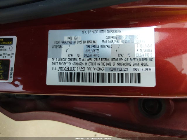 Aukcja sprzedaży 2012 Mazda Mazda5 Sport, vin: JM1CW2BL8C0117750, numer aukcji: 45332712