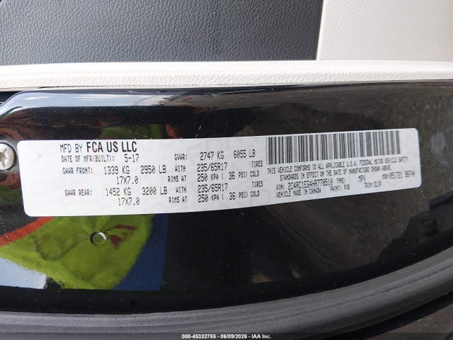 45332755 :رقم المزاد ، 2C4RC1EG4HR778510 vin ، 2017 Chrysler Pacifica Touring-l Plus مزاد بيع