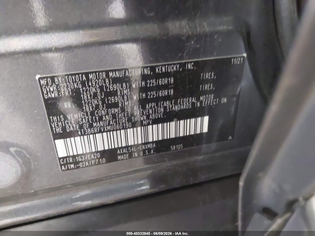 4T3B6RFVXMU060190 Toyota Rav4 Hybrid Xle Premium