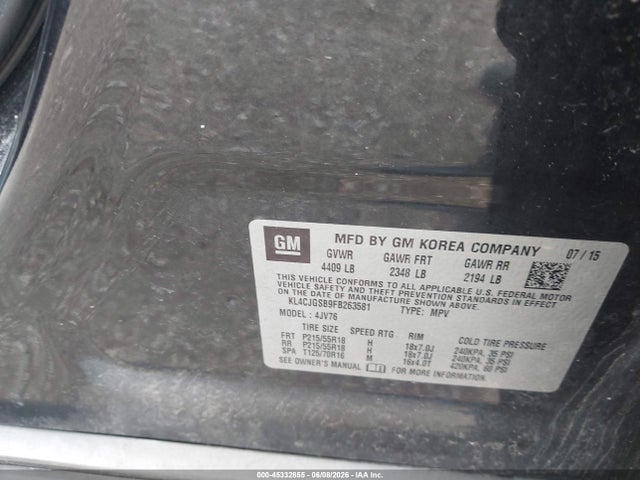 Продаж на аукціоні авто 2015 Buick Encore Leather, vin: KL4CJGSB9FB263581, номер лоту: 45332855