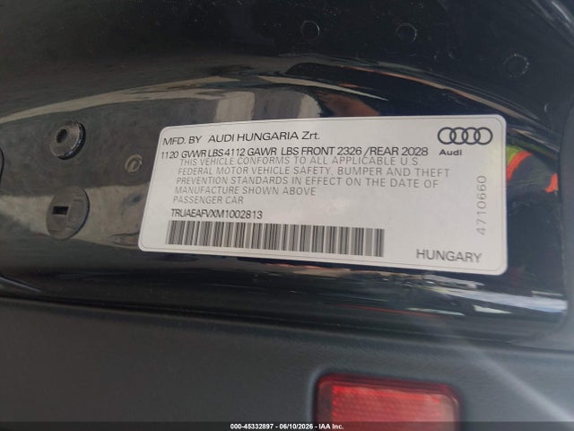 Продажа на аукционе авто 2021 Audi Tt, vin: TRUAEAFVXM1002813, номер лота: 45332897