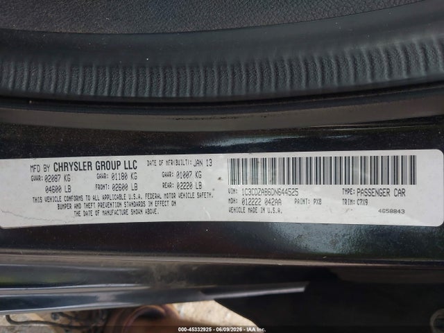 Auction sale of the 2013 Dodge Avenger Se, vin: 1C3CDZAB6DN644525, lot number: 45332925