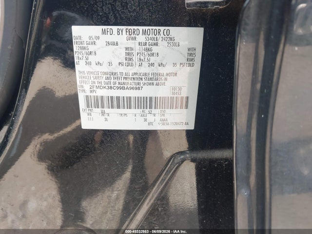 Aukcja sprzedaży 2009 Ford Edge Sel, vin: 2FMDK38C99BA96987, numer aukcji: 45332953