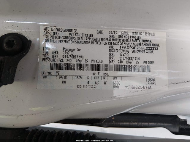 Продажа на аукционе авто 2016 Ford Focus Se, vin: 1FADP3F25GL222233, номер лота: 45332971