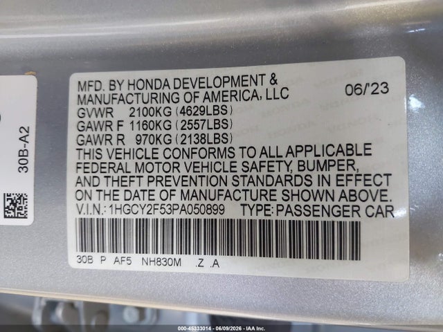 1HGCY2F53PA050899 Honda Accord Hybrid Sport