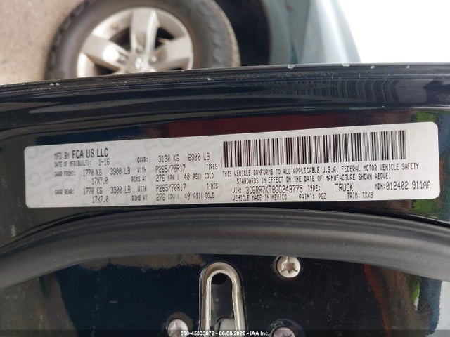 Aukcja sprzedaży 2016 Ram 1500 Tradesman, vin: 3C6RR7KT8GG243775, numer aukcji: 45333072