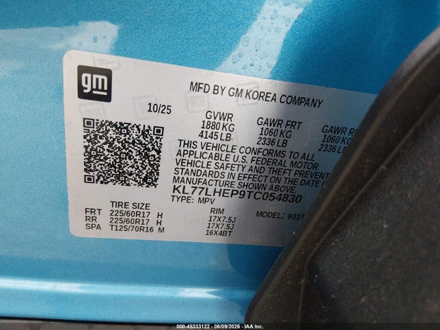 KL77LHEP9TC054830 Chevrolet Trax Fwd Lt