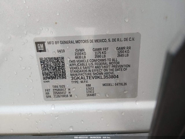 Продаж на аукціоні авто 2019 Gmc Terrain Sle, vin: 3GKALTEV0KL353804, номер лоту: 45333181