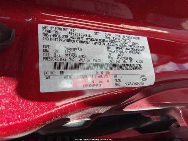 Ford FOCUS SE 2014 1FADP3K23EL305386 Image 9