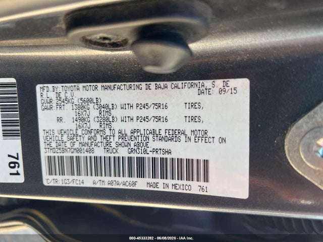 Продаж на аукціоні авто 2016 Toyota Tacoma Sr5 V6, vin: 3TMDZ5BN7GM001408, номер лоту: 45333282