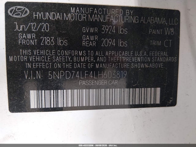 Hyundai ELANTRA SE 2020 5NPD74LF4LH603819 Image 9