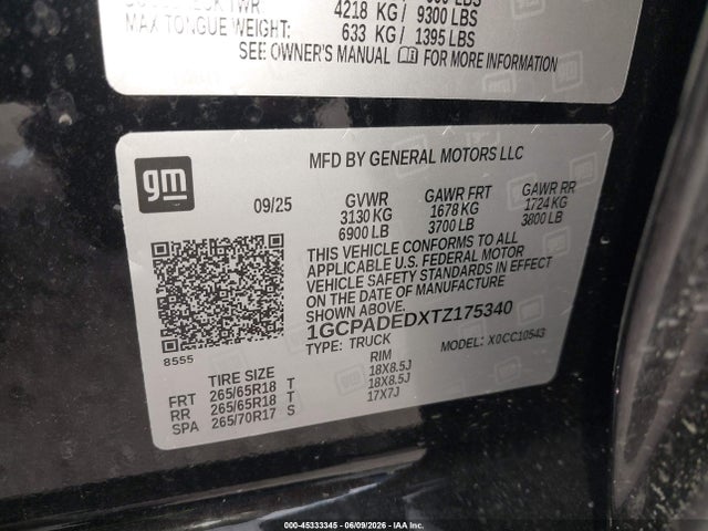 Продаж на аукціоні авто 2026 Chevrolet Silverado 1500 2wd  Short Bed Rst, vin: 1GCPADEDXTZ175340, номер лоту: 45333345