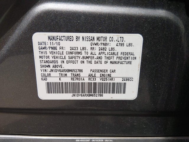 Продажа на аукционе авто 2011 Infiniti G25x, vin: JN1DV6ARXBM652786, номер лота: 45333367
