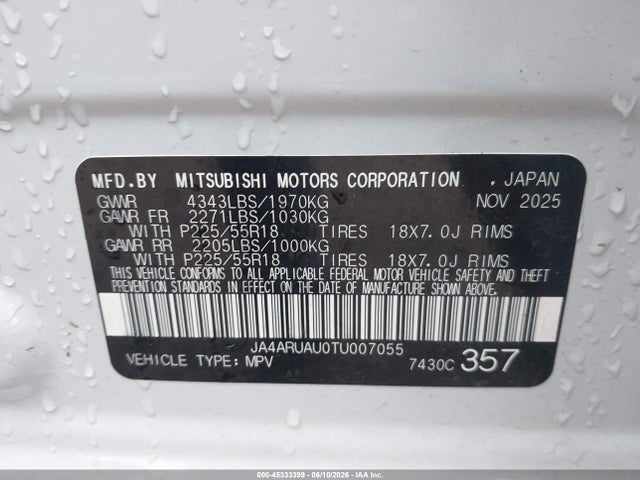 Продаж на аукціоні авто 2026 Mitsubishi Outlander Sport 2.0 Es/2.0 Le/2.0 Ralliart/2.0 S/2.0 Se/2.0 Trail Edition, vin: JA4ARUAU0TU007055, номер лоту: 45333399