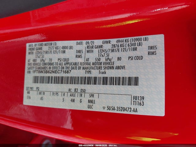 Ford F-350 Xl 2022 1FT8W3B62NEC71687 Image 9