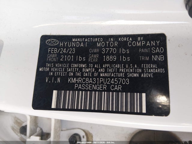 2023 Hyundai Venue Limited მანქანა იყიდება აუქციონზე, vin: KMHRC8A31PU245703, აუქციონის ნომერი: 45333499