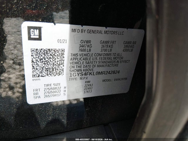 Продажа на аукционе авто 2021 Cadillac Escalade 4wd Sport, vin: 1GYS4FKL0MR242824, номер лота: 45333557