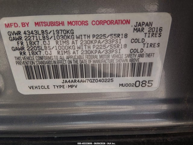 Продаж на аукціоні авто 2016 Mitsubishi Outlander Sport 2.4 Sel, vin: JA4AR4AW7GZ040225, номер лоту: 45333606